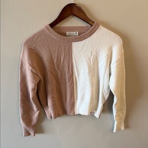 Colorblock Sweater - Tan and Cream